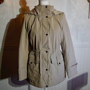 London Fog Gray Hooded Drawstring Waist Utility Jacket - Size Small